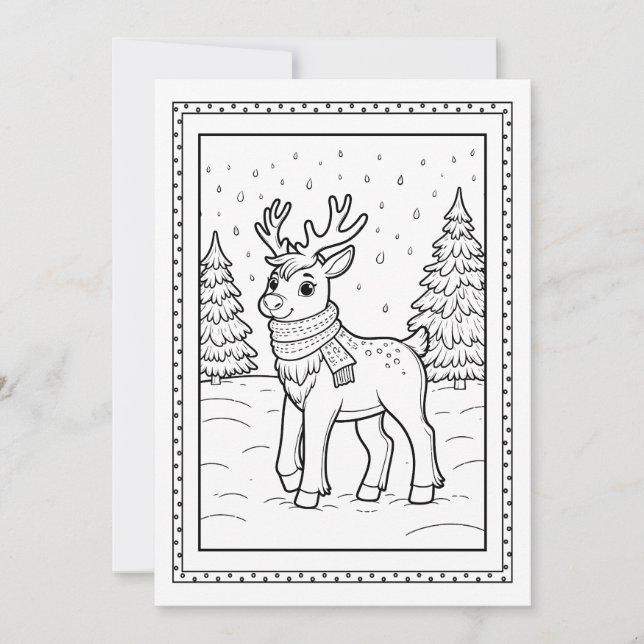 Tarjeta plana para colorear de Navidad para niños (Anverso)
