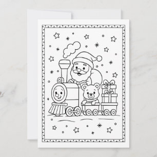 Tarjeta plana para colorear de Santa en Navidad pa