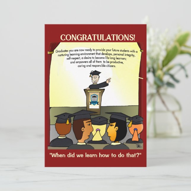 Tarjeta plana para graduados (Anverso de pie)