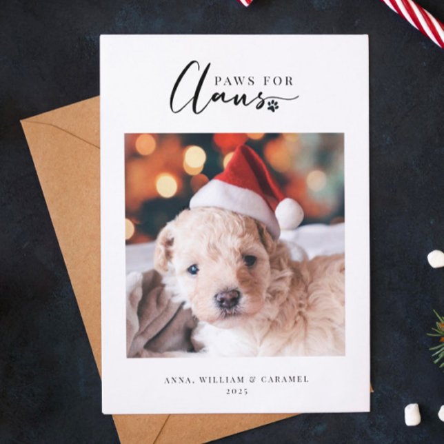 Tarjeta plana "Paws for Claus" para mascota de vac (Subido por el creador)
