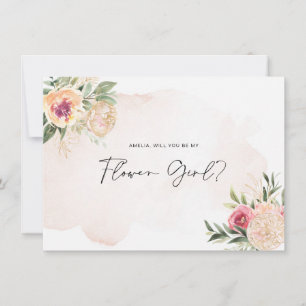 Tarjeta plana Peony and Gold Bloom Flower Girl