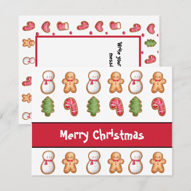 Tarjeta plana personalizada Cookie de Navidades de (Anverso / Reverso)
