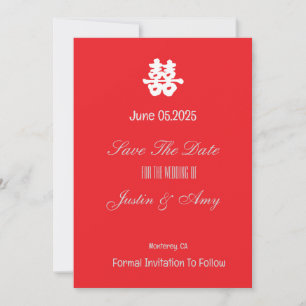 Tarjeta plana personalizada de boda china para sal