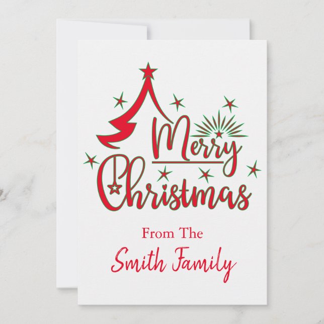 Tarjeta plana personalizada de Feliz Navidad (Anverso)