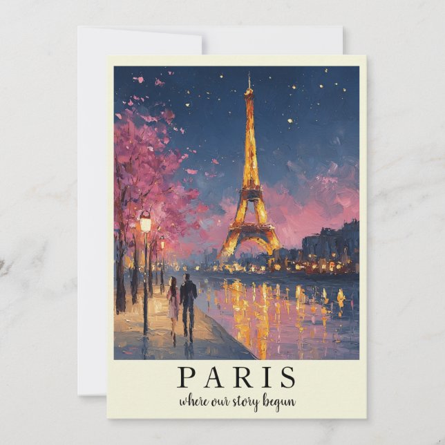Tarjeta plana personalizada de noche en París | Ci (Anverso)