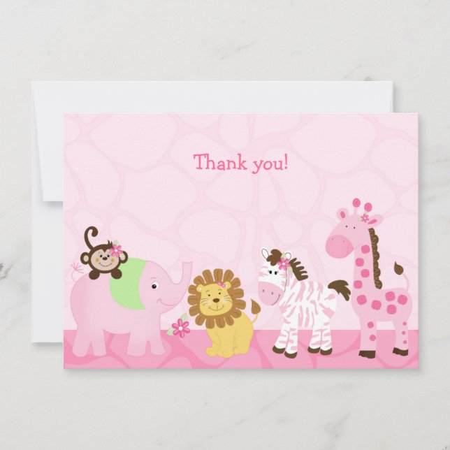 Tarjeta plana personalizada de Safari de niña - Gr (Anverso)