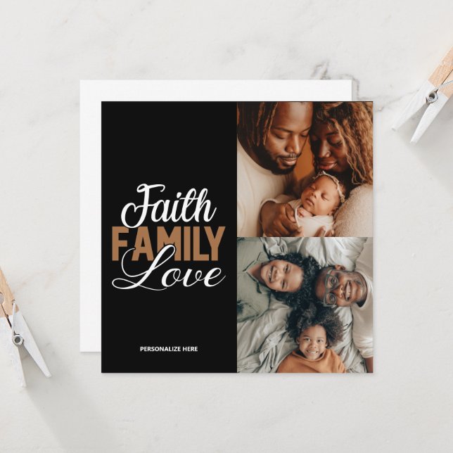Tarjeta plana personalizada Faith Family Love (Anverso/Reverso In Situ)