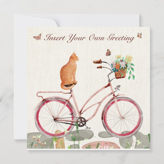 Tarjeta plana personalizada Le Chat à Vélo (Anverso)