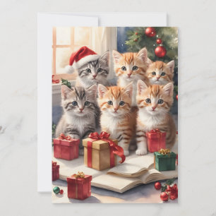 Tarjeta plana personalizada para gatitos de Navida