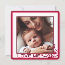 Tarjeta plana personalizada Photo Red Floral Love 