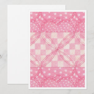 Tarjeta plana PINK HEART QUILT 5.5x7.5 / vertical