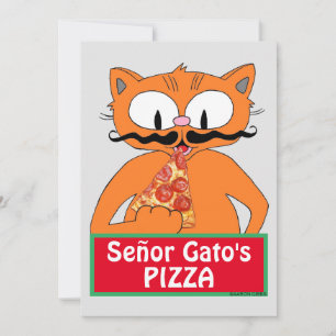 Tarjeta plana - Pizza de Señor Gato Gato divertido