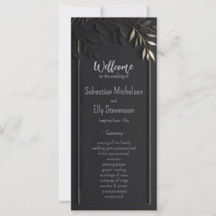 Tarjeta plana Pragram Boda floral Golden Elegance