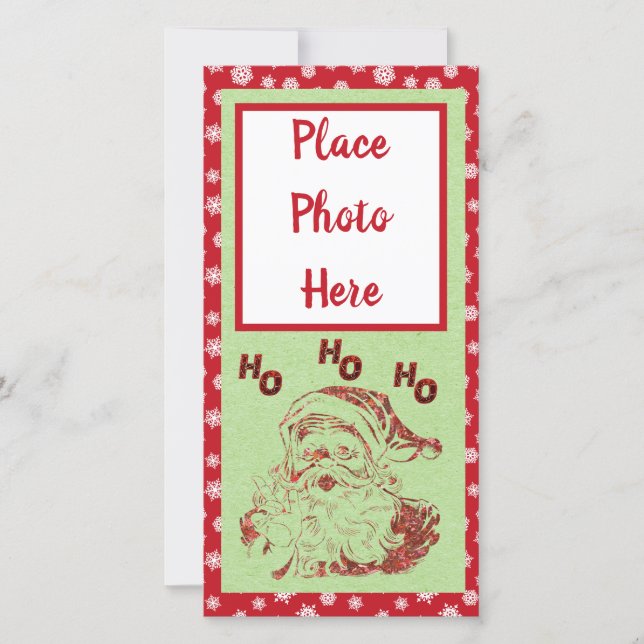 Tarjeta plana purpurina Santa Navidades (Anverso)