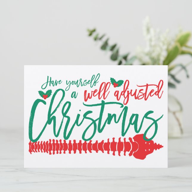 Tarjeta plana quiropráctica para Navidades bien aj (Anverso de pie)