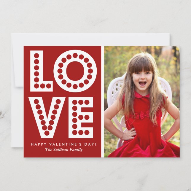 Tarjeta plana Red Love Marquee El día de San Valen (Anverso)