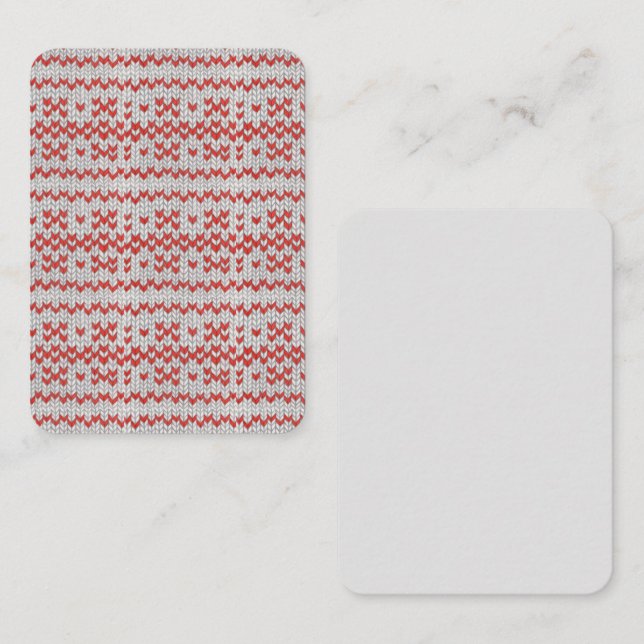 Tarjeta plana RED NORDIC KNIT 3.5x2.5 / vertical (Anverso / Reverso)