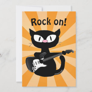 Tarjeta plana - ¡Rockea! Gato roquero de guitarra