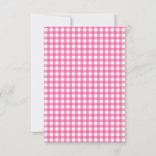Tarjeta plana Rosa Gingham (Anverso)