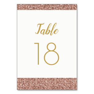 Tarjeta plana Rosa Gold Purpurina y Gold Table