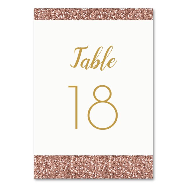 Tarjeta plana Rosa Gold Purpurina y Gold Table (Anverso)