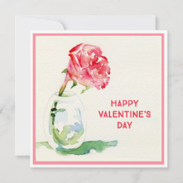 Tarjeta plana Rosa Valentine 5.25x5.25