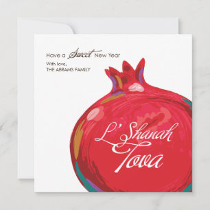 Tarjeta plana Rosh Hashanah Pomegranate