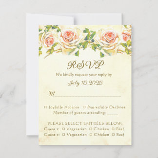 Tarjeta plana RSVP 1 de Rosa antiguo 4.25 x 5.5