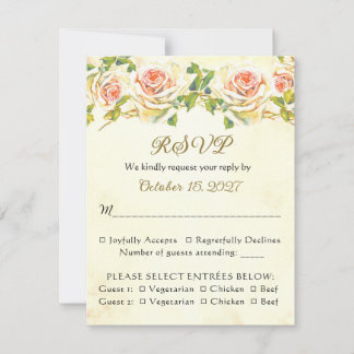 Tarjeta plana RSVP 2 de Rosa antiguo 4.25 x 5.5