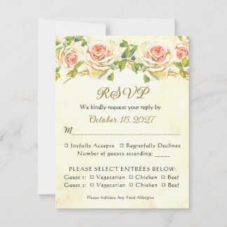 Tarjeta plana RSVP 2 de Rosa antiguo 4.25 x 5.5