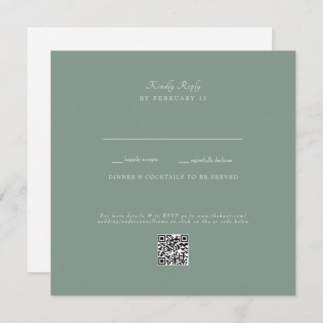 Tarjeta plana RSVP de código QR Boda de sabios osc (Anverso / Reverso)