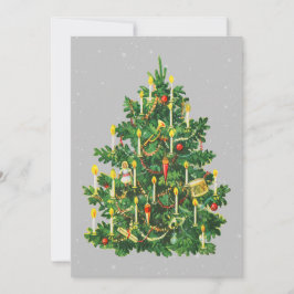 Tarjeta plana rústica de árbol de Navidad vintage