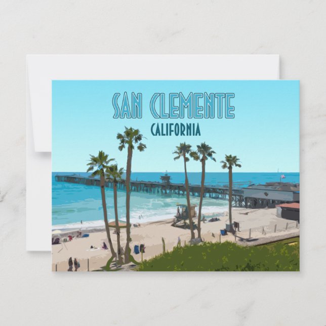 Tarjeta plana San Clemente Pier Beach California (Anverso)