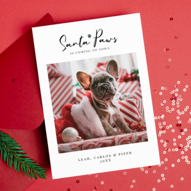 Tarjeta plana "Santa Paws" de Navidad para mascota (Subido por el creador)
