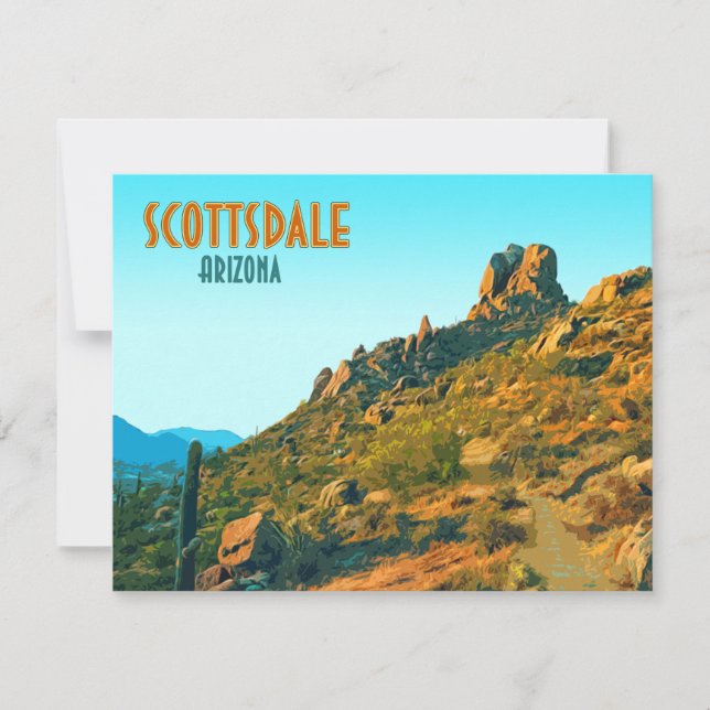 Tarjeta plana Scottsdale Arizona Cactus y Mountain (Anverso)