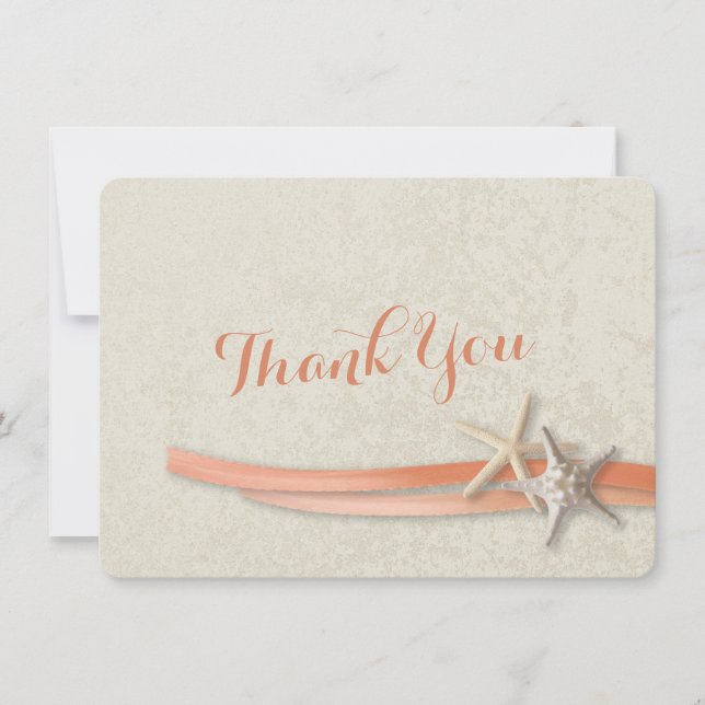 Tarjeta plana Starfish and Ribbon Gracias (Anverso)