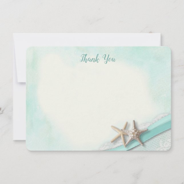 Tarjeta plana Starfish and Ribbon Gracias (Anverso)