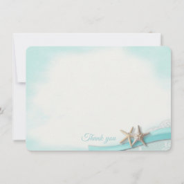 Tarjeta plana Starfish and Ribbon Gracias