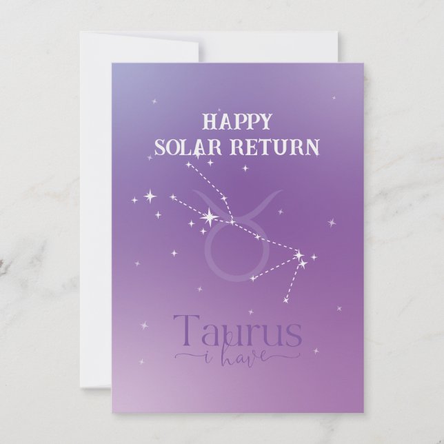 Tarjeta plana Taurus Lavender de Rótulo Zodiac (Anverso)
