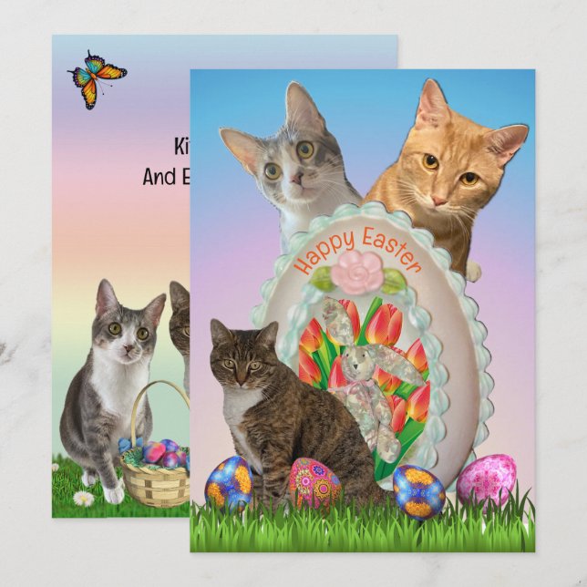 Tarjeta plana Tito, Taz, Annie Cat Easter Greeting (Anverso / Reverso)