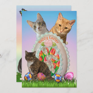 Tarjeta plana Tito, Taz, Annie Cat Easter Greeting