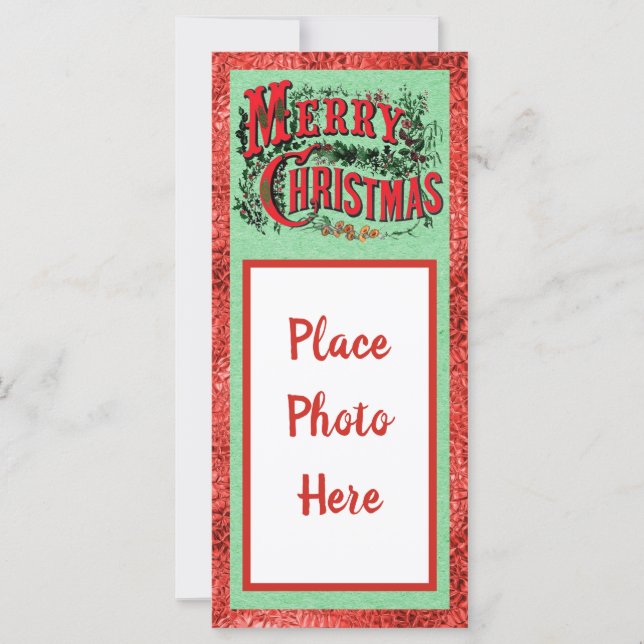 Tarjeta plana tradicional de Navidades con foto (Anverso)