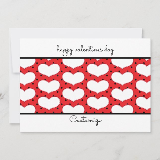 Tarjeta plana Valentines Hearts and Polka Dots (Anverso)