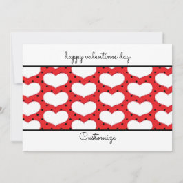 Tarjeta plana Valentines Hearts and Polka Dots