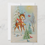 Tarjeta plana Vintage Baby Navidades Deer Holiday<br><div class="desc">Tarjeta plana de vacaciones para bebés ventilado con Navidades de venado.</div>