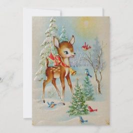 Tarjeta plana Vintage Baby Navidades Deer Holiday