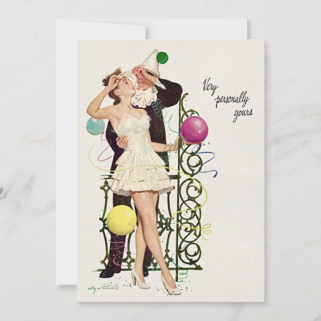 Tarjeta plana Vintage Birthday Celebration (Anverso)