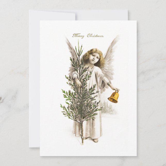 Tarjeta plana: VINTAGE CHRISTMAS ANGEL (Anverso)