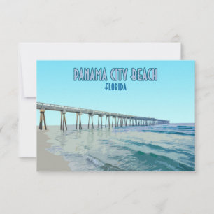 Tarjeta plana vintage de Panama City Beach Florida
