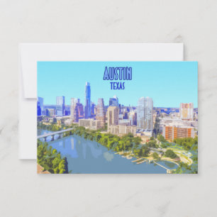 Tarjeta plana vintage del centro de Austin Texas